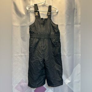 Faded Glory Kids Snow Bib Overalls Black Front Zipper Ski Pants